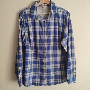 Duluth Trading  Flex Sidewinder Shirt 2XL Blue Plaid Outdoor Fishing Vented Top